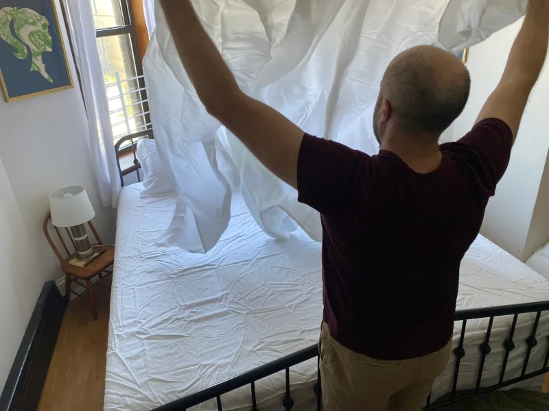 Our tester whipping out a Buffy Breeze sheet