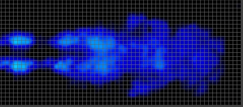 Pressure map of a back sleeping average weight tester on the Saatva Solaire Mattress