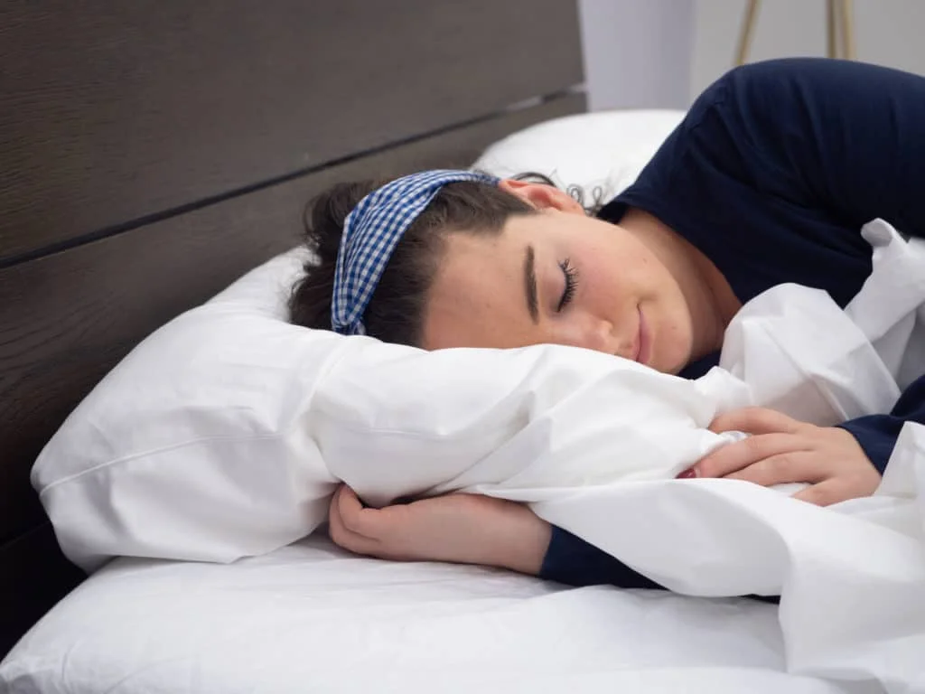 Sleeping on the Snowe sheets pillow case