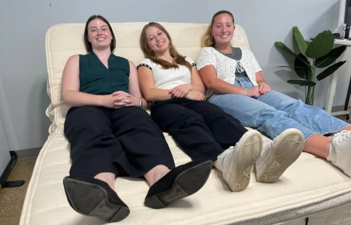 Our testers kick back on a Birch Luxe Natural Mattress