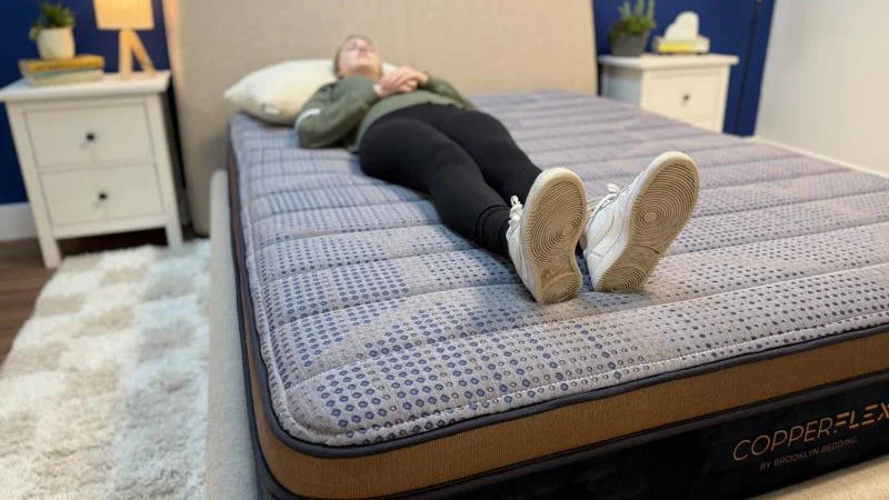 Our tester back sleeping on the Brooklyn Bedding CopperFlex Mattress