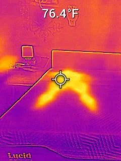 The Lucid Hybrid's temperature after laying on it.