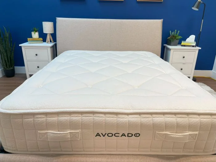A front view of the Avocado Luxury Organic mattress.