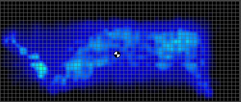 Pressure map of a heavyweight side sleeper on the DreadCloud Ultra Hybrid.