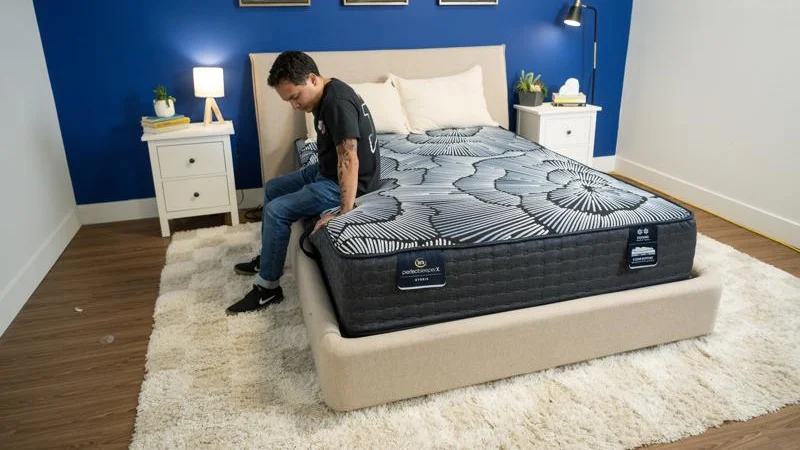 Seated edge support test on the Serta Perfect Sleeper Kendall X Mattress