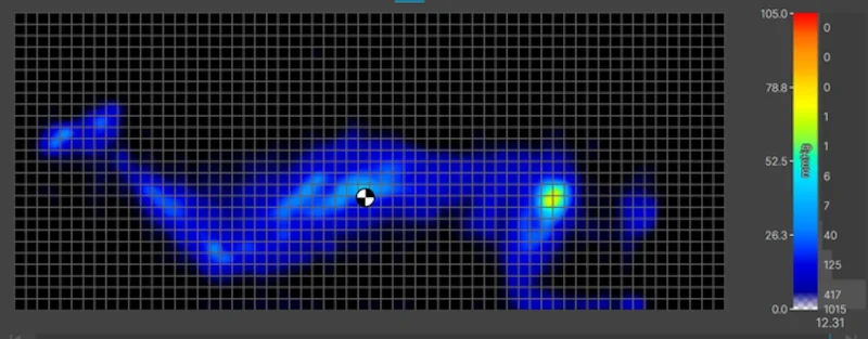 A heatmap showing the side sleeping pressure buildup on the Leesa Original mattress.
