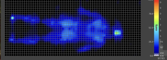 A pressure map graphic for the WinkBed Plus. It shows a thermal image of a lightweight sleeper lying on their back. The map is mostly blue, indicating little to no pressure buildup.