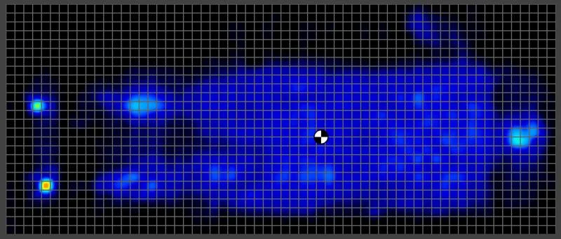 Pressure map of an average weight back sleeper on the DreadCloud Ultra Hybrid.