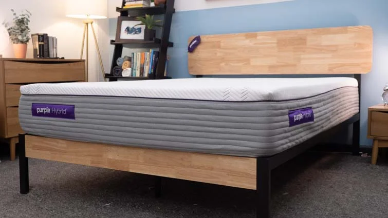 The Purple Hybrid mattress in the Sleepopolis studio.