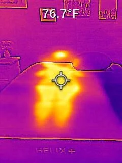 Thermal gun readings 5 minutes after a person laid on it.