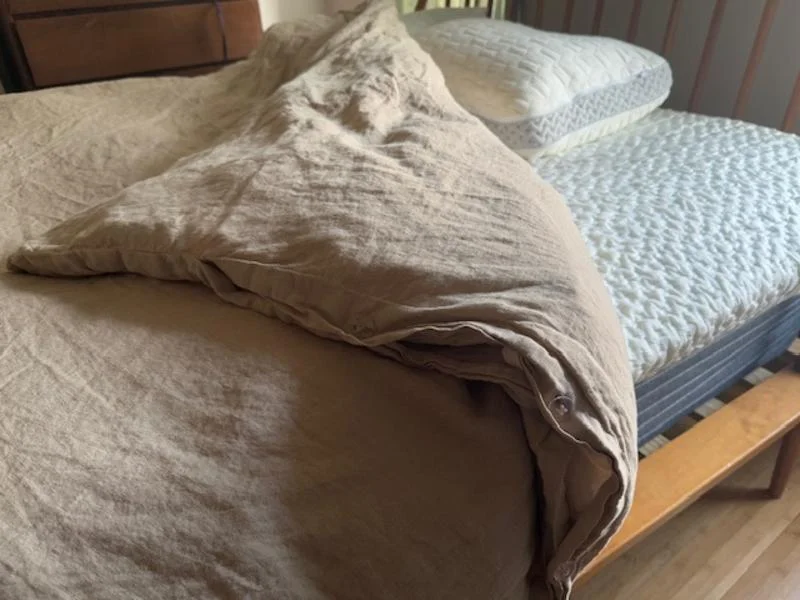 The Birch Natural Down Duvet Insert inside a duvet cover