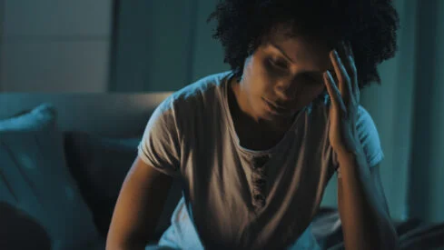 woman awake at night