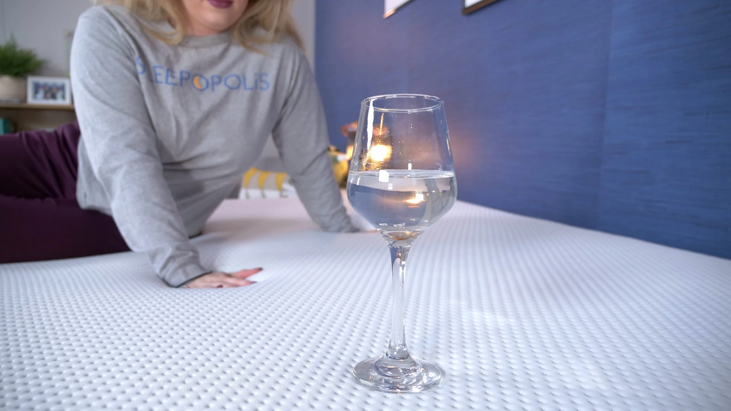 Nichole doing the water test on the Emma Hybrid Cooling Elite