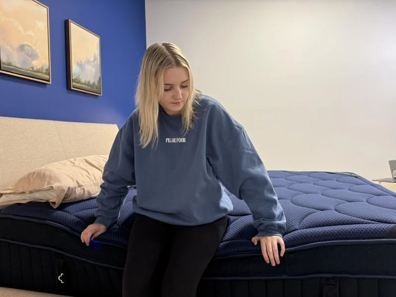 Seated edge support test on the DreamCloud Ultra Hybrid Mattress