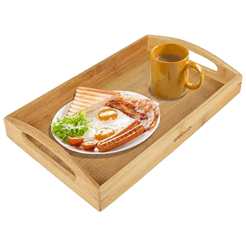 Greenco Rectangle Bamboo Butler Serving Tray