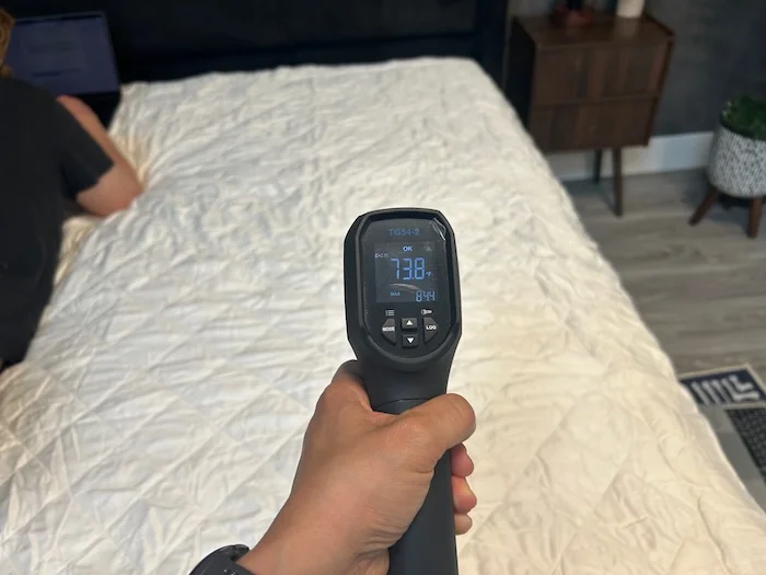 cozy earth topper temperature gun test