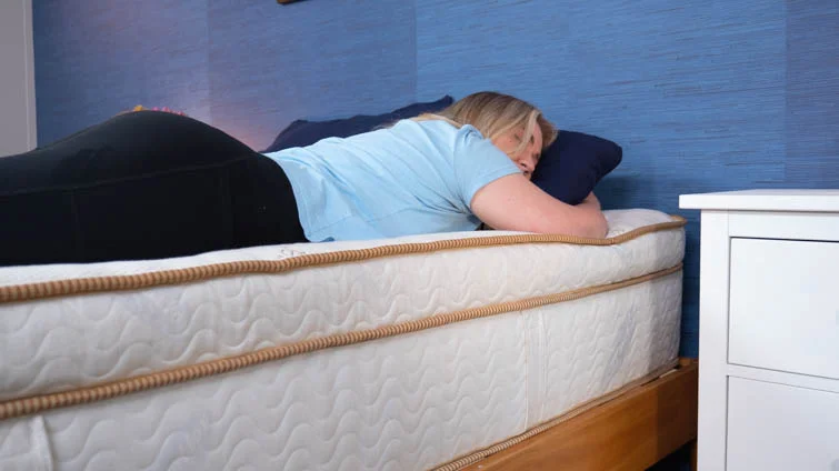 Stomach sleeping on the Saatva Latex Hybrid.