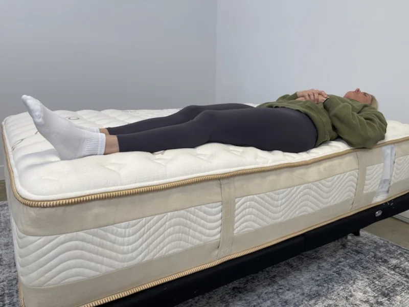 Full body edge support test of the Saatva Rx Mattress