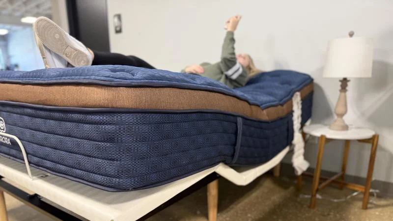 The Brooklyn Bedding Aurora Luxe mattress on an adjustable bed