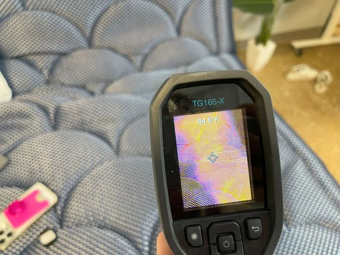 Temperature gun reading after use of the Dreamcloud Luxe Hybrid