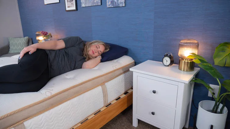 Side sleeping on the Saatva HD.