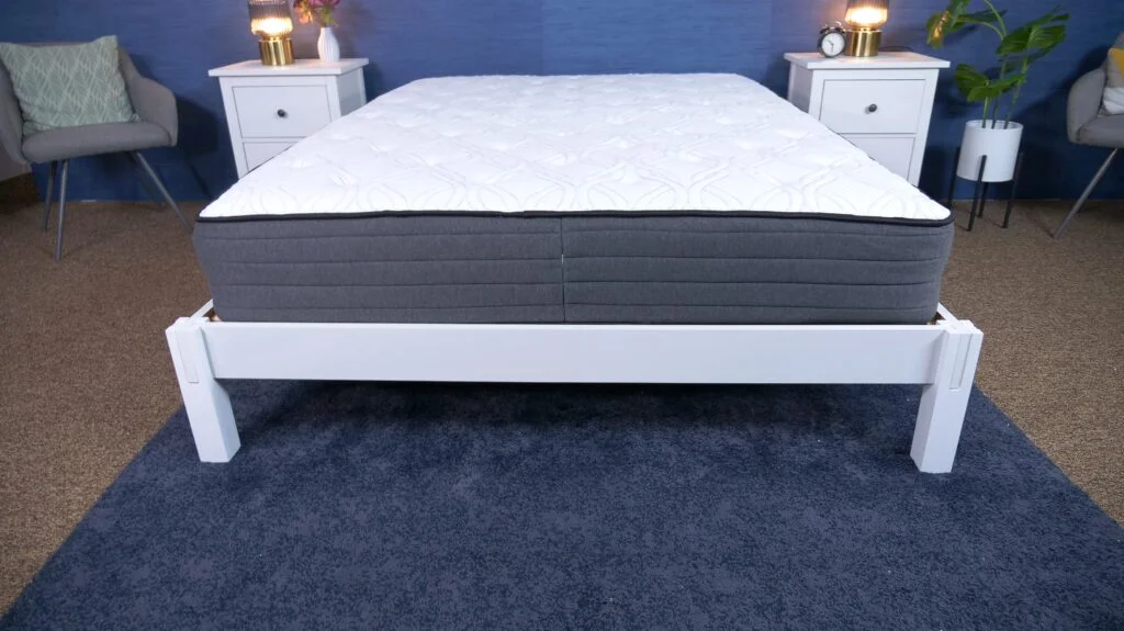 helix wood bed frame with mattress