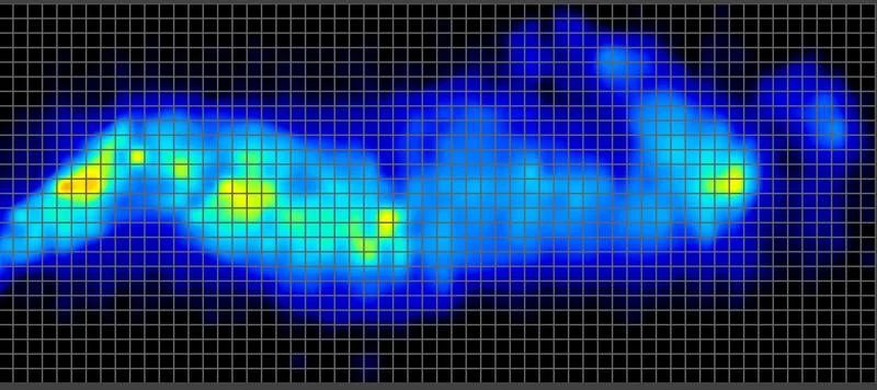 Pressure map of a side sleeping heavyweight tester on the Saatva Solaire Mattress