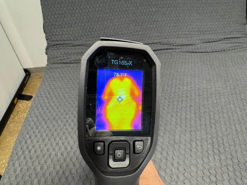 Thermal Image of the Layla Signature Hybrid Mattress after being slept on for 5 minutes.