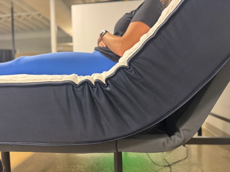 Looking at the gap between a Big Fig Classic Mattress and an adjustable platform bed.