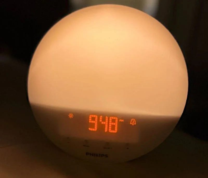 The Philips SmartSleep Wake Up Clock Lit Up