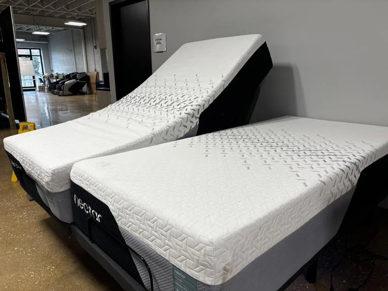 A Nectar Premier Adjustable Base with one side fully upright