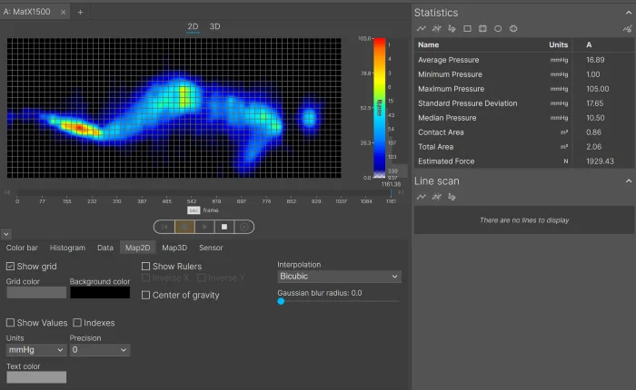 A pressure map graphic of an average-weight sleeper side-sleeping on the Nolah Natural. There's a spot of yellow at the hip, indicating pressure buildup in this area.