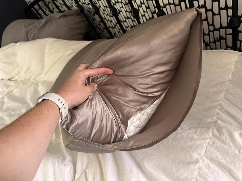 Our tester gives us a closer look at the Brooklinen Mulberry Silk Pillowcase