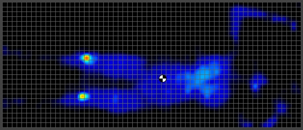 Pressure map of an average weight stomach sleeper on the Airweave Takumi Mattress
