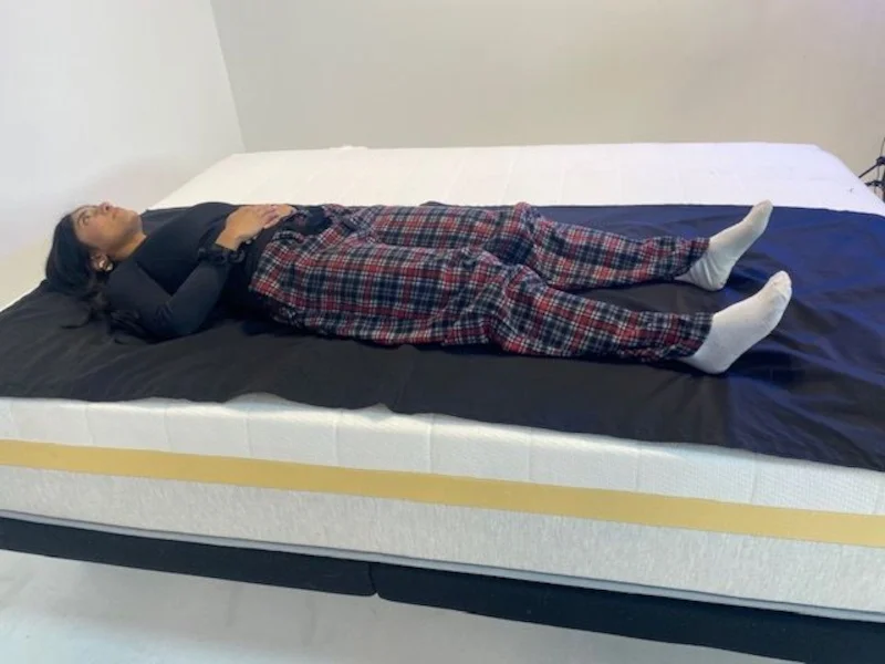 Our testers generating a pressure map of the Helix Dawn Mattress