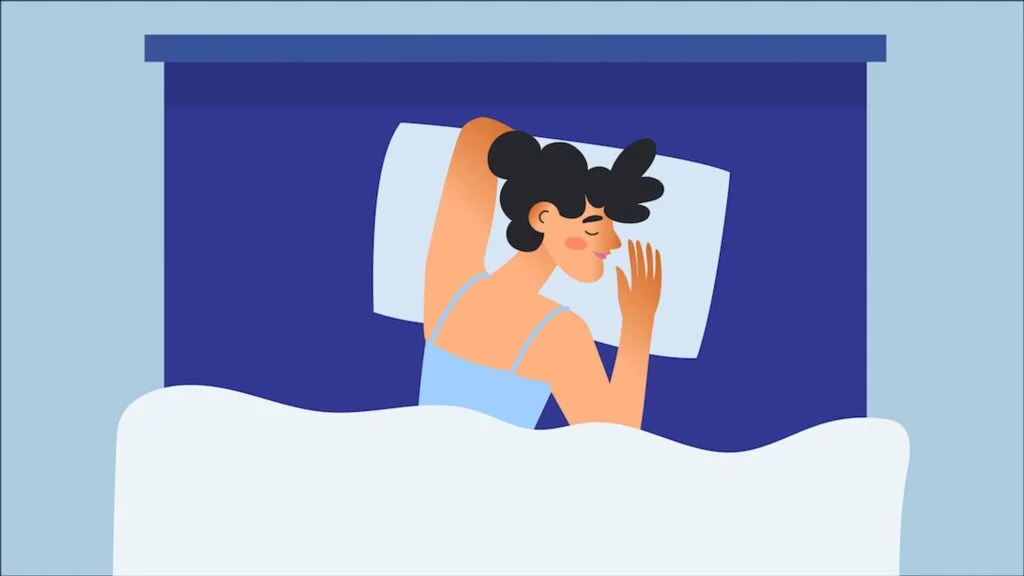 Illustration of a woman sleeping on her stomach