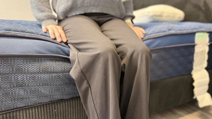 Seated edge support test on the Brooklyn Bedding Signature Hybrid Mattress