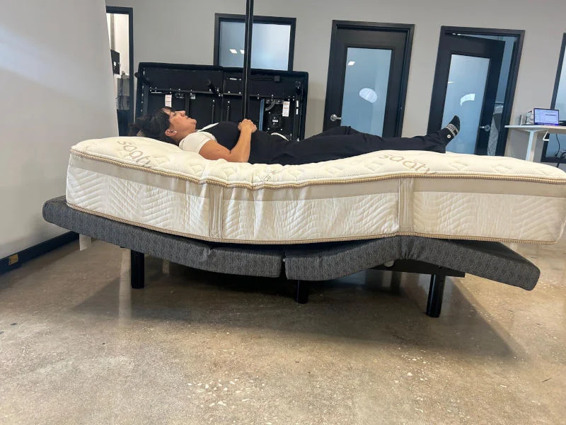 Our tester With the Saatva Adjustable Base Plus