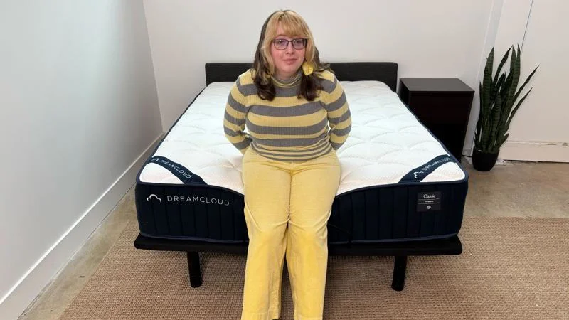 Testing the DreamCloud Classic Hybrid on an adjustable bed.