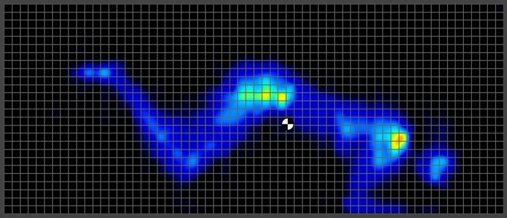 Pressure map of an average weight side sleeper on the Airweave Takumi Mattress