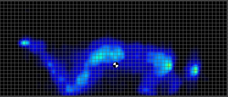 Pressure map of a side sleeping average weight tester on the Beautyrest Black Hybrid XCS Mattress