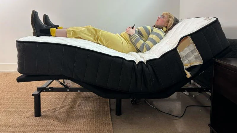 Testing the Titan Plus Core on an adjustable bed.