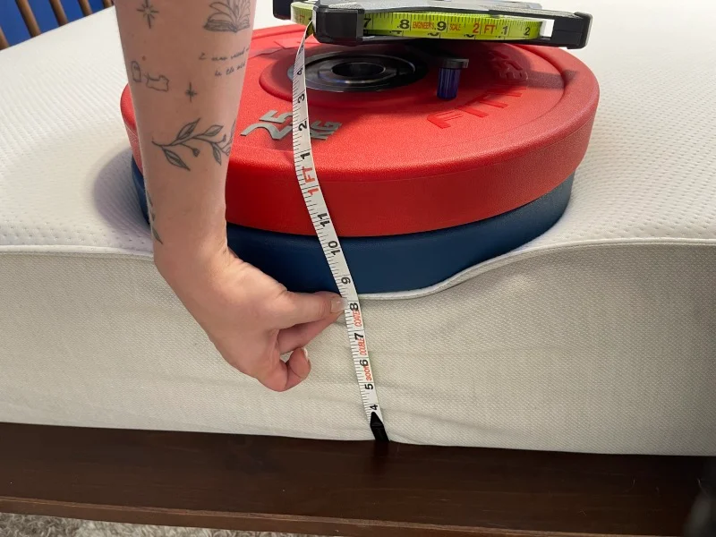 Measuring edge deflection on the Boring AF Mattress