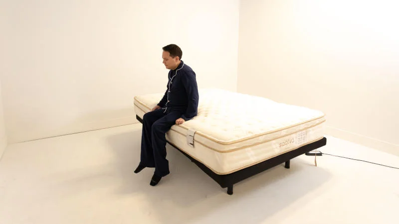 Seated edge support test on the Saatva Classic Mattress