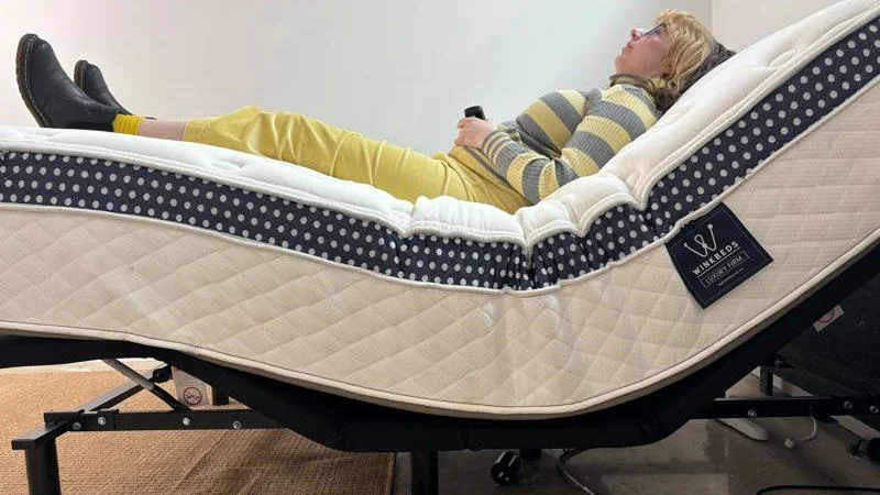 Testing the WinkBed Mattress on an adjustable bed.