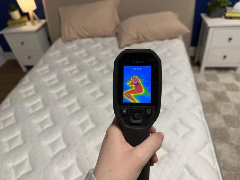Thermal imaging of the Helix Sunset Mattress after being rested on.