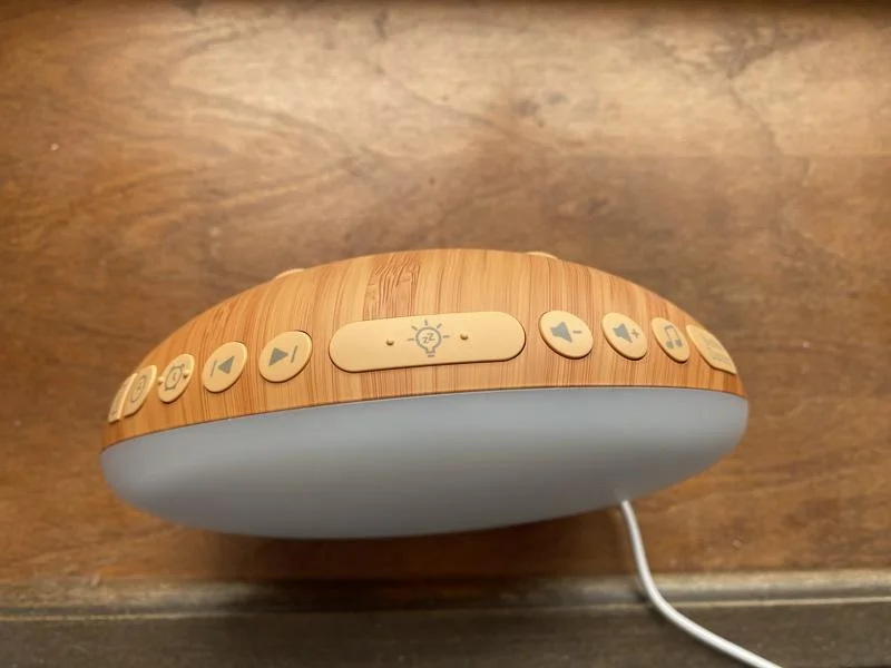 Looking down on the control buttons for a Reacher Sunrise Alarm Clock