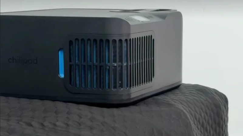 A close looke at the cooling unit for the Chilipad 2.0 mattress topper.