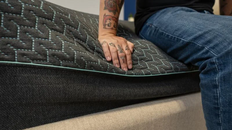 Seated edge support test on the Tuft & Needle Mint Hybrid Mattress
