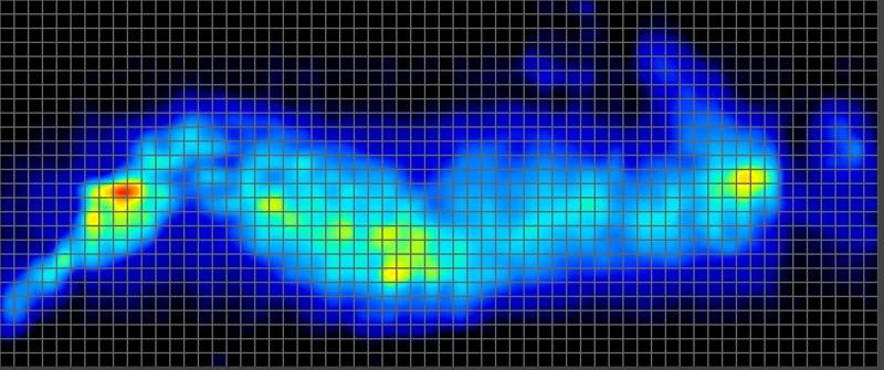 Pressure map of a side sleeping heavyweight tester on the Saatva Solaire Mattress
